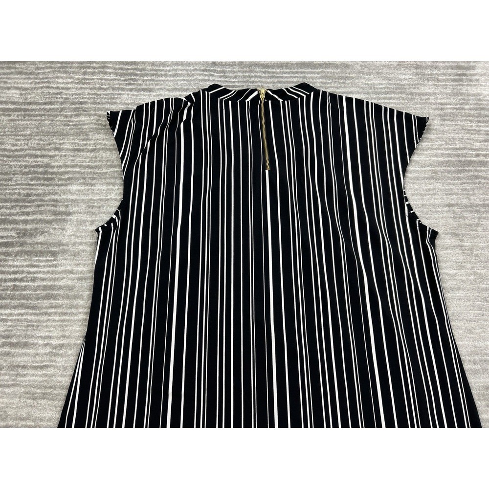 Liz Claiborne Top‎ Womens XL Black White Striped Polyester Blend Career - Picture 7 of 10
